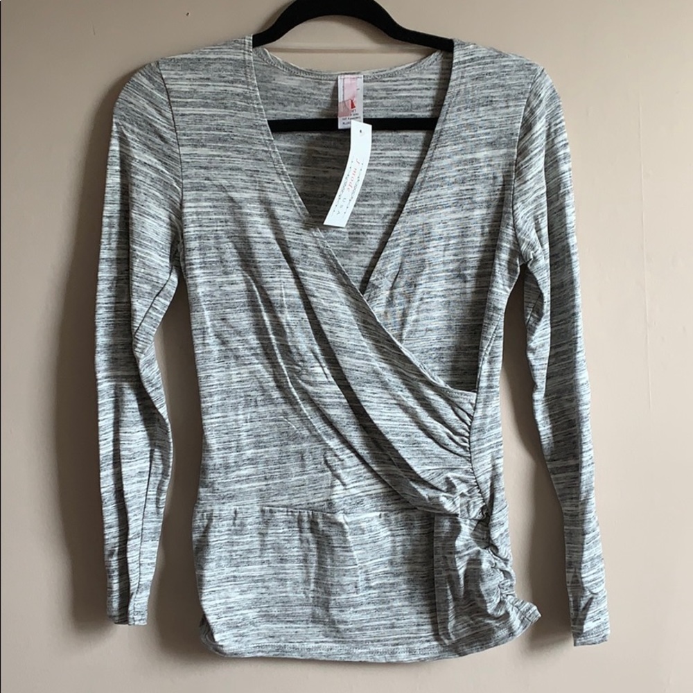 Grey Surplice Nursing Friendly Shirt